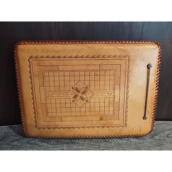 Vintage Hand Tooled Brown Leather Floral Floral Photo Album Scrapbook - Picture 8 of 8